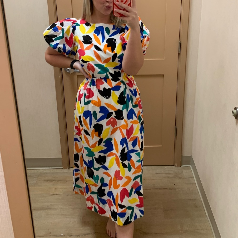 Puff Sleeve Midi Dress